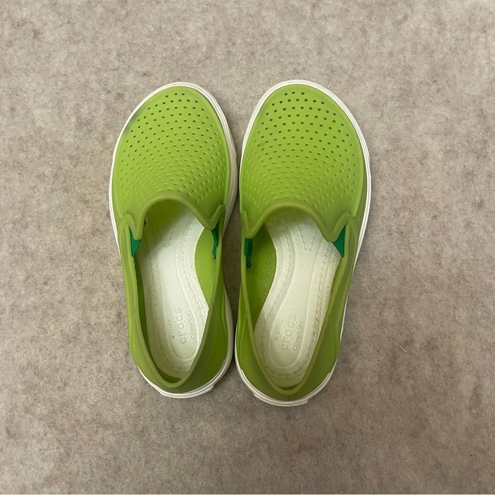 CROCS Citilane Roka Slip On Water Boat Shoe Sneakers Lime Green Kids Size 11C